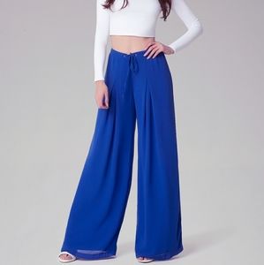NWT BEBE Tuck Wide Leg Blue pants size L